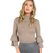 Load image into Gallery viewer, High Neck Ruffle-Sleeve Top