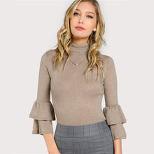 Load image into Gallery viewer, High Neck Ruffle-Sleeve Top