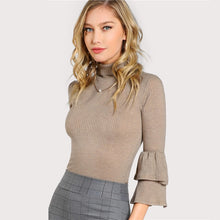 Load image into Gallery viewer, High Neck Ruffle-Sleeve Top