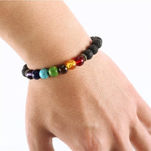 Load image into Gallery viewer, 7 Chakra Lava Stone Bracelet