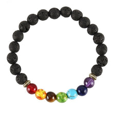 Load image into Gallery viewer, 7 Chakra Lava Stone Bracelet
