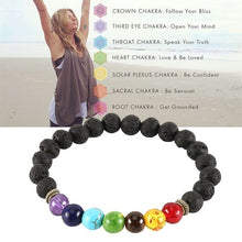 Load image into Gallery viewer, 7 Chakra Lava Stone Bracelet
