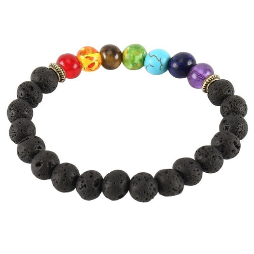 7 Chakra Lava Stone Bracelet
