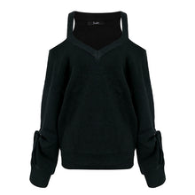 Load image into Gallery viewer, Open-Shoulder V-Neck Sweater